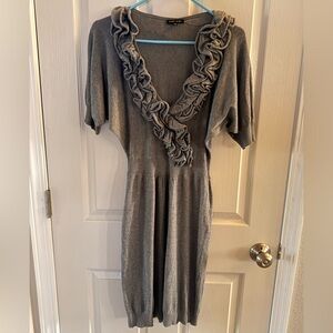 Elegant Gray Ruffle Dress